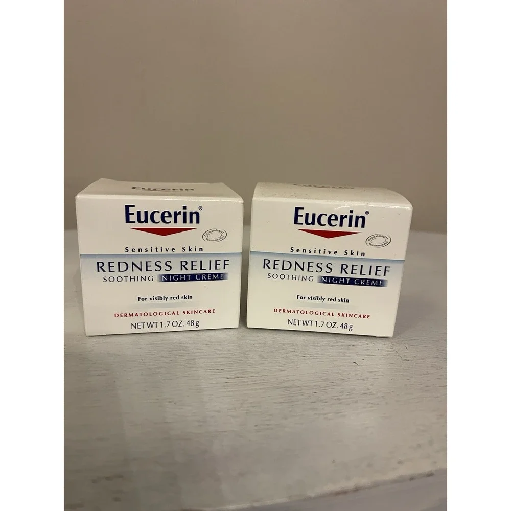 2 Eucerin Redness Relief Dermatological Skincare Night Creme Night Cream‎ 1.7oz